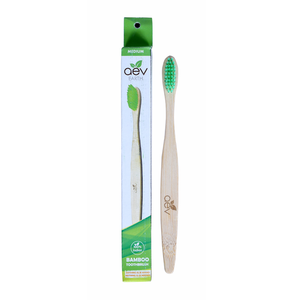 Biodegradable C Curve AEV Earth Bamboo Toothbrushes in 4 different colours
